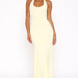 Took A Chance Halter Maxi Dress Lemon