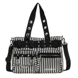 Gothic Punk Rock Black PU Leather Hollow Out Pentagram Dark Cosplay Bag
