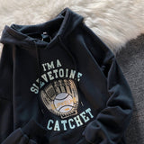 Retro Street Trend Baseball Gloves Printed Hoodie