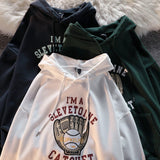 Retro Street Trend Baseball Gloves Printed Hoodie