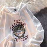 Retro Street Trend Baseball Gloves Printed Hoodie