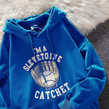 Retro Street Trend Baseball Gloves Printed Hoodie