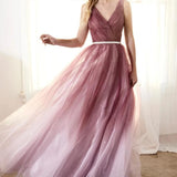 Deep V-neck Shiny Tulle Cocktail Dresses