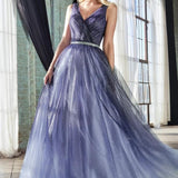 Deep V-neck Shiny Tulle Cocktail Dresses