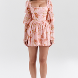 Divine Floral Square Neck Mini Dress