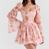 Divine Floral Square Neck Mini Dress