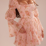 Divine Floral Square Neck Mini Dress