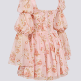 Divine Floral Square Neck Mini Dress