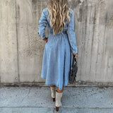 On Offer Liquidation 2025 Fashion Summer Sleeve Slim Denim Retro American Casual Ropa De Mujer Midi Dress