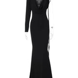Lace Up Long Sleeve One Shoulder Party Outfits Birthday Evening 2025 Summer Maxi Dress For Women