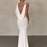 Lace Up Long Sleeve One Shoulder Party Outfits Birthday Evening 2025 Summer Maxi Dress For Women