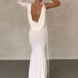 Lace Up Long Sleeve One Shoulder Party Outfits Birthday Evening 2025 Summer Maxi Dress For Women