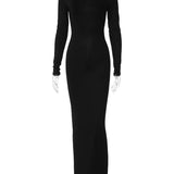 Long Sleeve Backless Ruched Party Birthday Evening Outfits 2025 Spring Summer Maxi Dress Women