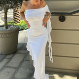 One Shoulder Ruffle Party Evening Birthday Elegant Outfits 2025 Summer Maxi Dress