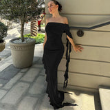 One Shoulder Ruffle Party Evening Birthday Elegant Outfits 2025 Summer Maxi Dress