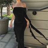 One Shoulder Ruffle Party Evening Birthday Elegant Outfits 2025 Summer Maxi Dress