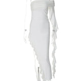 One Shoulder Ruffle Party Evening Birthday Elegant Outfits 2025 Summer Maxi Dress