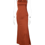 Sleeveless Cross Halter Backless Bodycon Sexy Elegant Party Club Evening Summer Maxi Dress Women