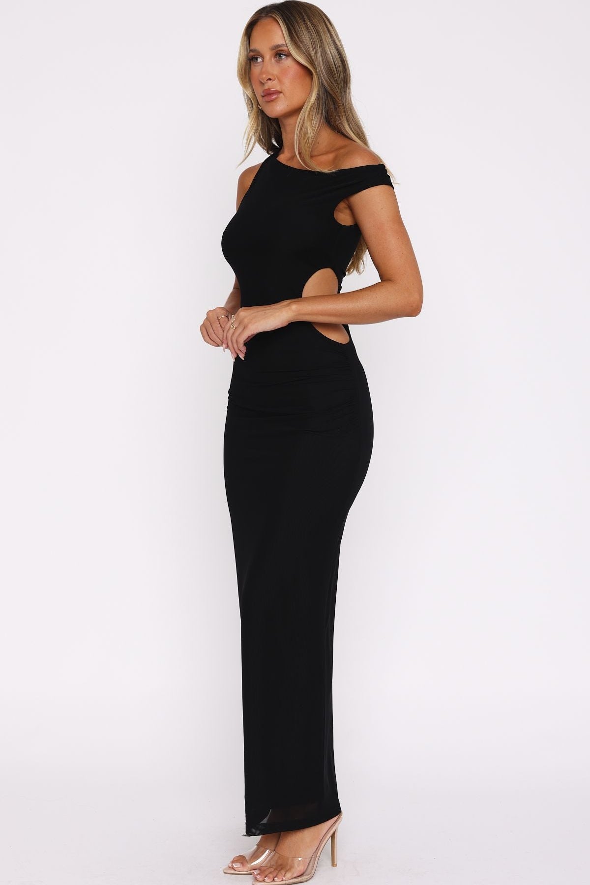 Living For The Weekend Mesh Maxi Dress Black