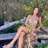Oceana | Chiffon Rose Print Slit Maxi Dress
