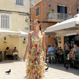 Oceana | Chiffon Rose Print Slit Maxi Dress