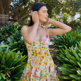Oceana | Chiffon Rose Print Slit Maxi Dress