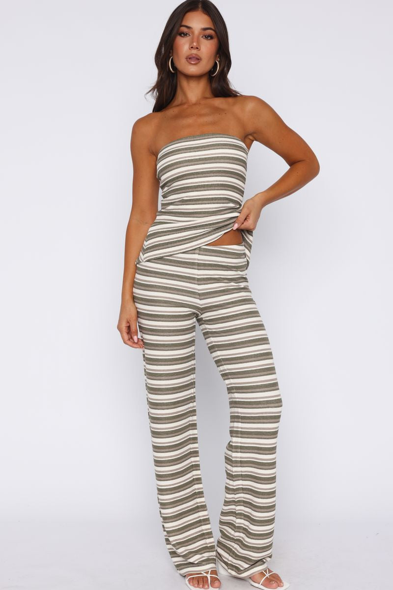 Take Care Of Me Pants Khaki Stripe