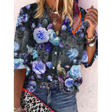 Elegant Loose Abstraction Print Shirt