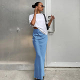 Satin Black Trumpet Fashion Office Long Skirt