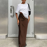 Satin Black Trumpet Fashion Office Long Skirt