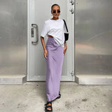 Satin Black Trumpet Fashion Office Long Skirt