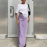 Satin Black Trumpet Fashion Office Long Skirt