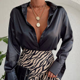 Elegant Satin Long Sleeve Blouses