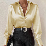 Elegant Satin Long Sleeve Blouses