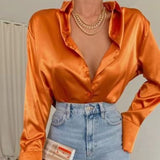 Elegant Satin Long Sleeve Blouses