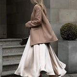 Satin Loose Classic Long Fashion Female Black Skirt