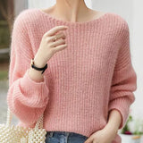 See-through Pullover Loose Jumper Autumn Winter Soft Warm Women Knitwear Basic Solid Cashmere Sweater