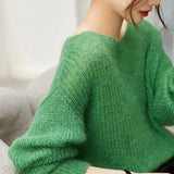 See-through Pullover Loose Jumper Autumn Winter Soft Warm Women Knitwear Basic Solid Cashmere Sweater