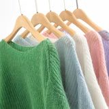 See-through Pullover Loose Jumper Autumn Winter Soft Warm Women Knitwear Basic Solid Cashmere Sweater
