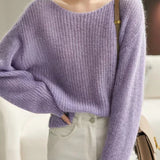 See-through Pullover Loose Jumper Autumn Winter Soft Warm Women Knitwear Basic Solid Cashmere Sweater