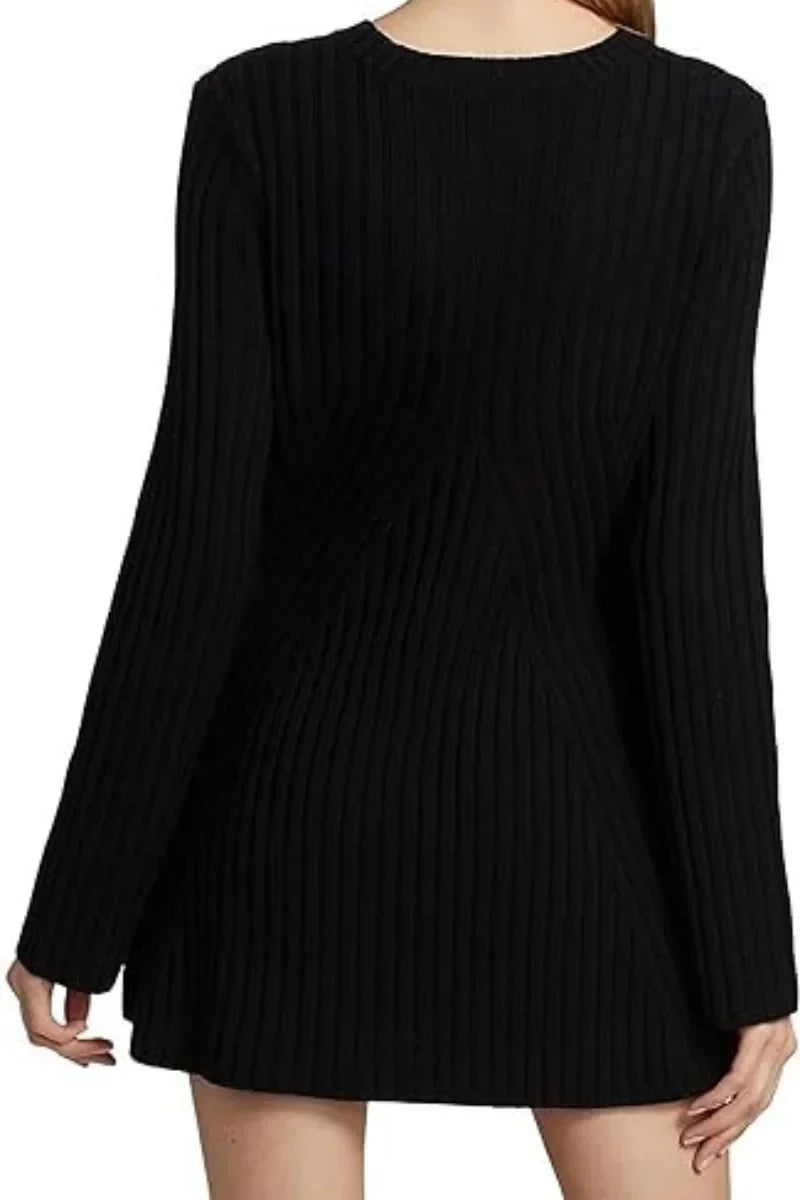 Sexy Knit Autumn Winter Long Sleeve Slim White Christmas Club Party Mini Dress