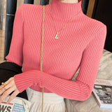 Solid Basic Knitted Turtleneck Long Sleeve Casual Slim Pullover Sweater