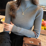 Solid Basic Knitted Turtleneck Long Sleeve Casual Slim Pullover Sweater