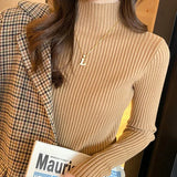 Solid Basic Knitted Turtleneck Long Sleeve Casual Slim Pullover Sweater