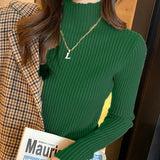 Solid Basic Knitted Turtleneck Long Sleeve Casual Slim Pullover Sweater