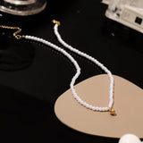 White Imitation Pearl Gold Bead Choker Clavicle Wedding Jewelry Trend Necklake