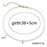 White Imitation Pearl Gold Bead Choker Clavicle Wedding Jewelry Trend Necklake