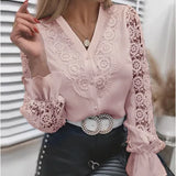 Casual White Long Sleeve Lace Hollow Turtleneck Fashion Pullovers Blouse
