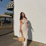 Elora - Satin Halterneck Backless Maxi Dress