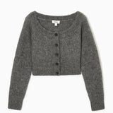 Ethereal Wide Neck Blend Standard Cut Wool Cardigan Cardigan